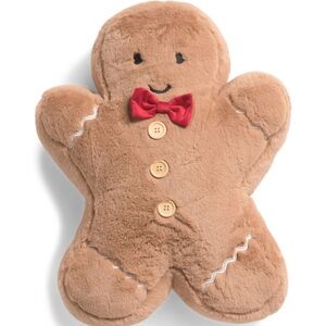 MARTHA STEWART Gingerbread Man Plush Pillow with Red Bow